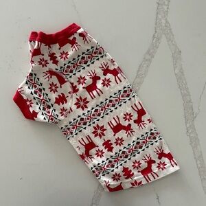 Hanna Andersson Red and White Reindeer Holiday Dog Tee